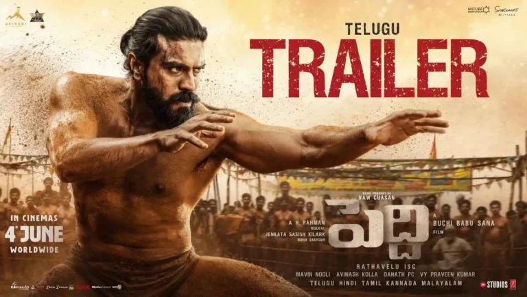 "Global Star Ram Charan in a rugged sportsman look from the official trailer of Peddi movie